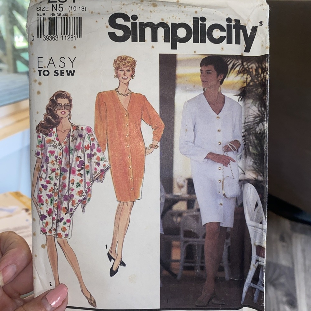 Vintage 1991 Simplicity Ladies Dress Sewing Pattern 7281 Size 10-18 Uncut